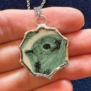 Bird pendant necklace, repurposed ceramic